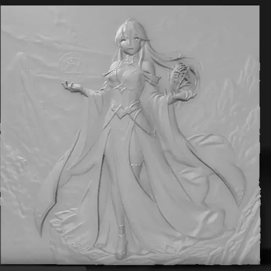sexy anime sorceress on misty mountain cliff 2