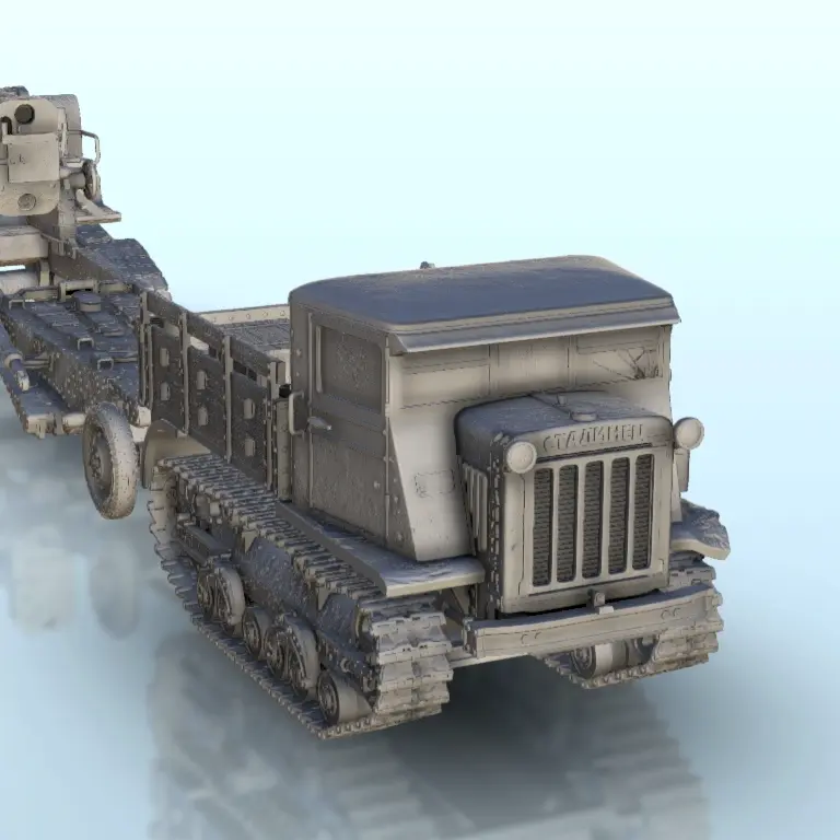 B-4 203mm howitzer M1931 and Stalinec-2 transport truck