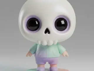 Chibi Pastel Skull – Dreamy Mini Companion Figurine