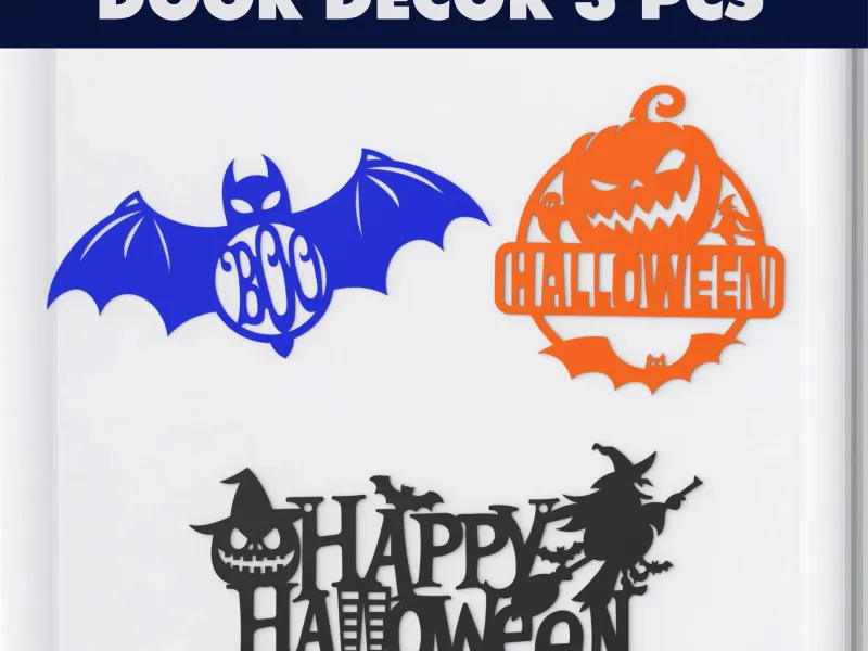 Halloween Wall - Door Sign Decor Set, 3 pcs. Happy Halloween
