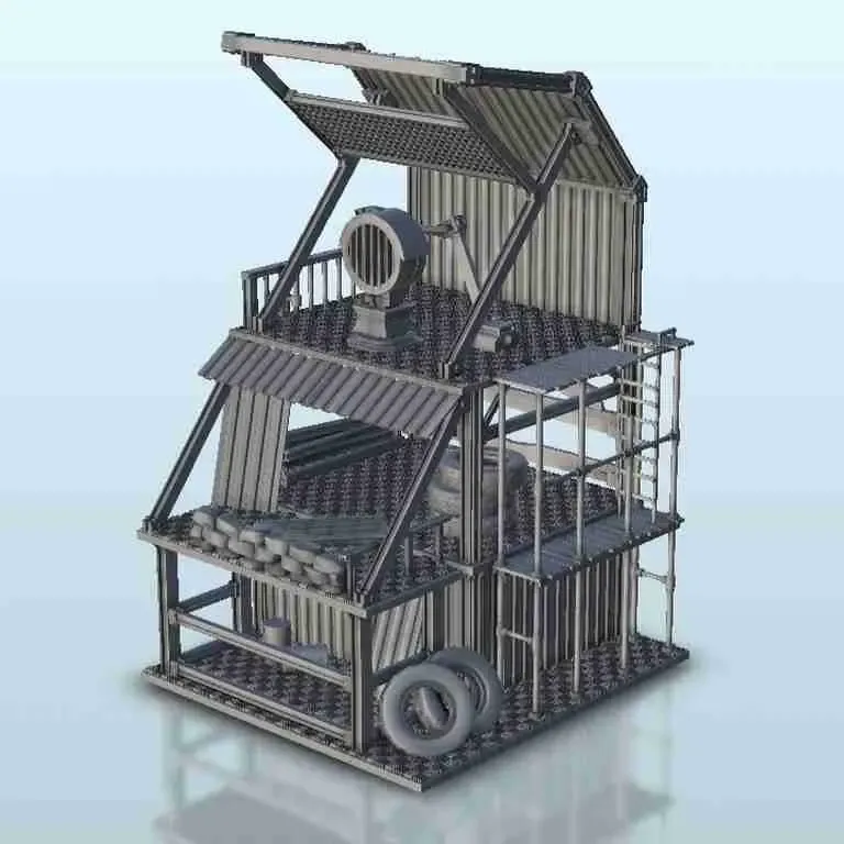 Surveillance post on scaffolding - sci-fi science fiction fu