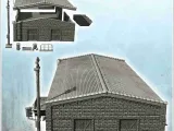 Large modern single storey brick warehouse with access ladde-1