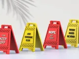 Funny Office Desk Signs, 3D Mini Floor Sign Set, 4 pcs.-3