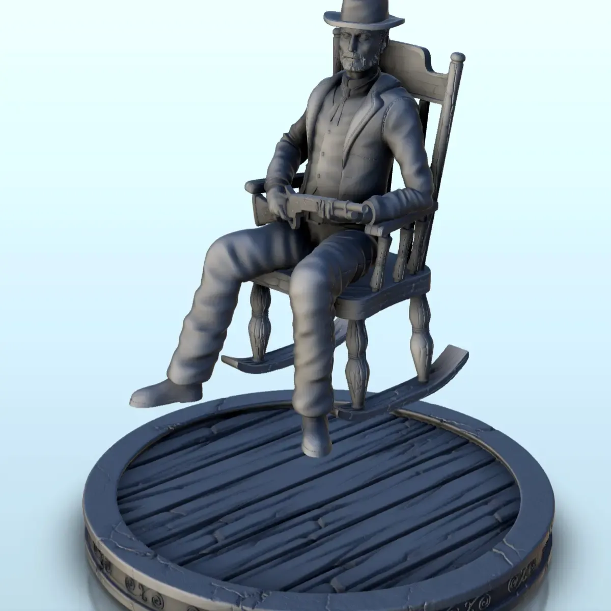 Old man in a rocking chair with rifle (4) - Old West Figure