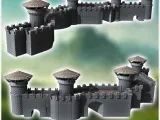 Set of modular stone medieval walls with roof towers (23) --1