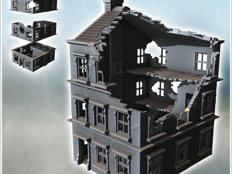 Tiled-roof house with bay window on the ground floor and a l