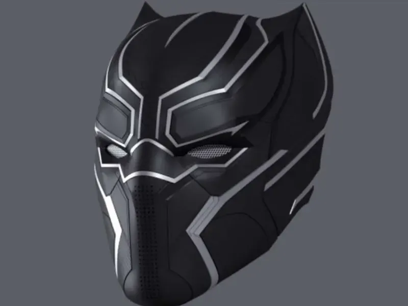 Schwarzer Panther-Helm für Ender-3 geschnitten