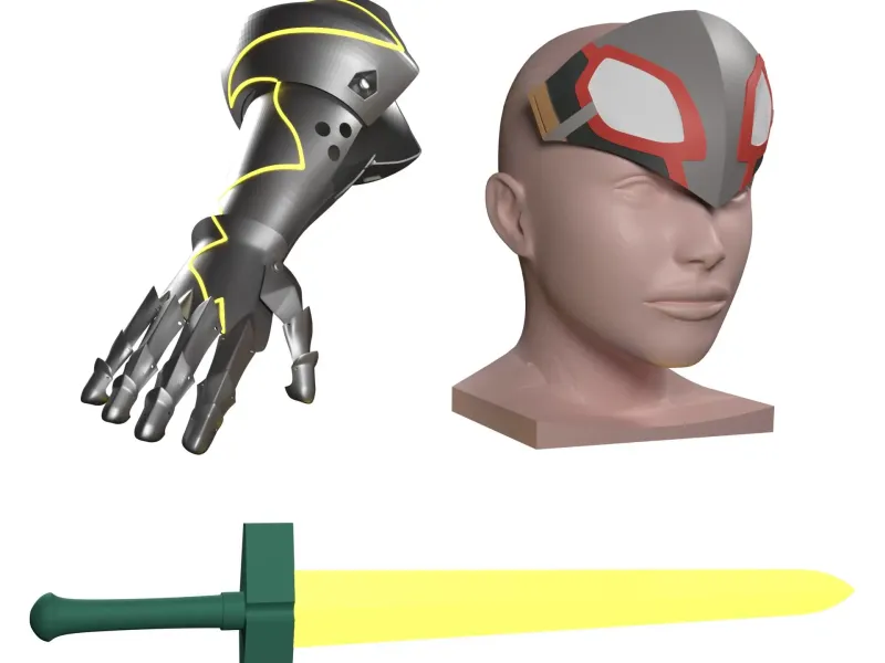Boktai - Headgear, Gauntlet and Sword for Cosplay