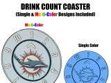Miami Dolphins Drink Count Coaster (Single & Multi Color)-3