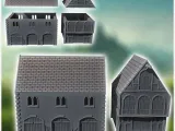 Set of two medieval warehouses with large wooden doors slate-1
