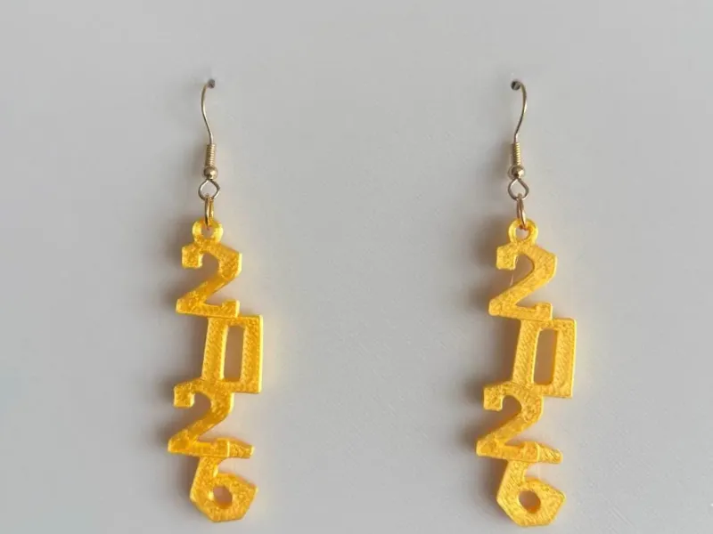 Earring Aros 2026 new years simplistic happy nuevo año