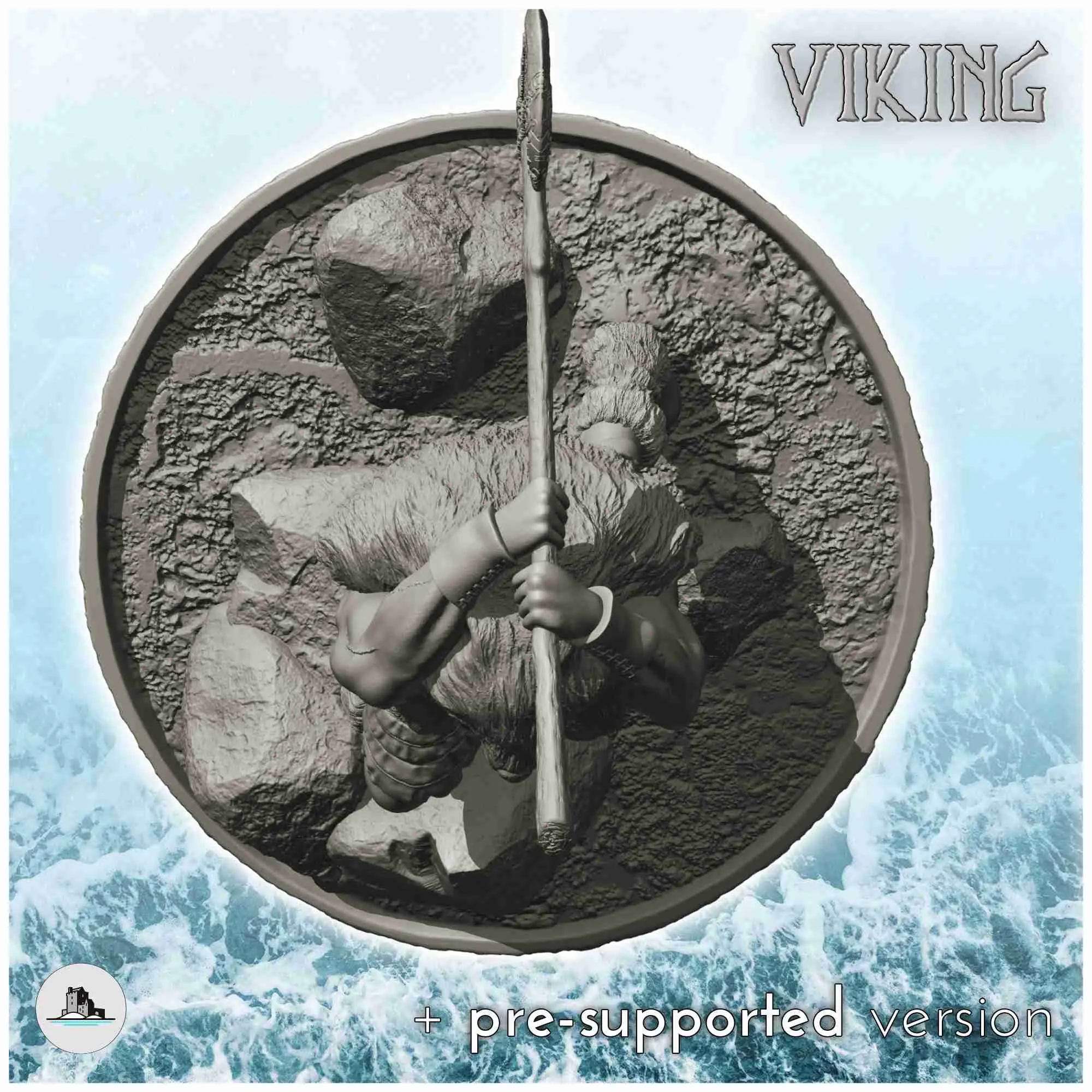 Viking warrior with axe and animal skin (3) - scenery mediev