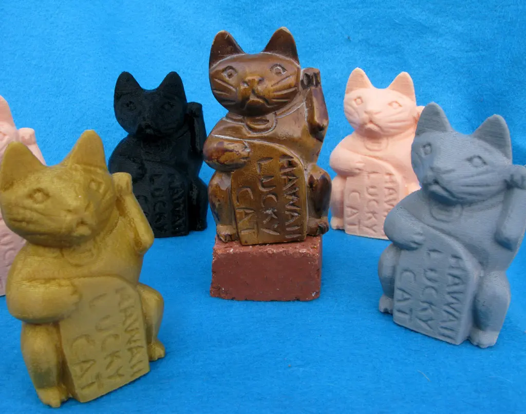 Lucky Cat Wood Carving