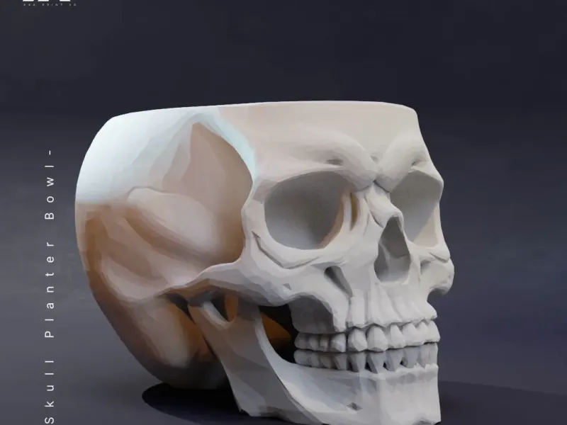 Skull Planter Bowl STL – 3D Printable Halloween Decor