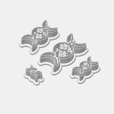 Triple Moon V01-01 Floral Design Polymer Clay Mold Cutter