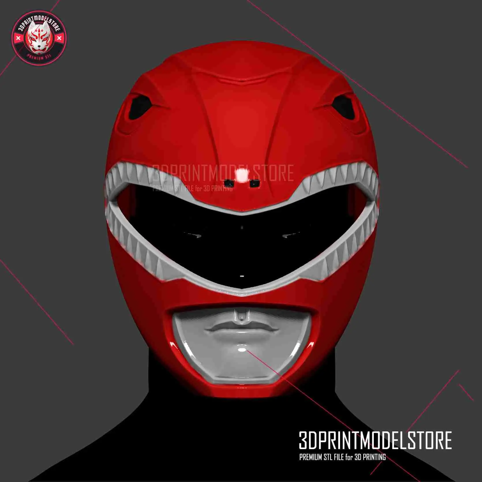 Mighty Morphin Power Ranger Cosplay Helmet - Red Ranger