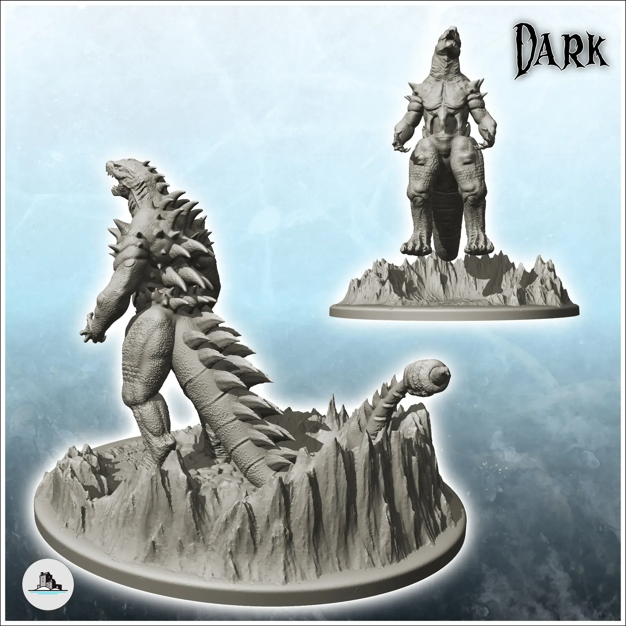 Godzilla dragon standing on ridge - figure miniature statue