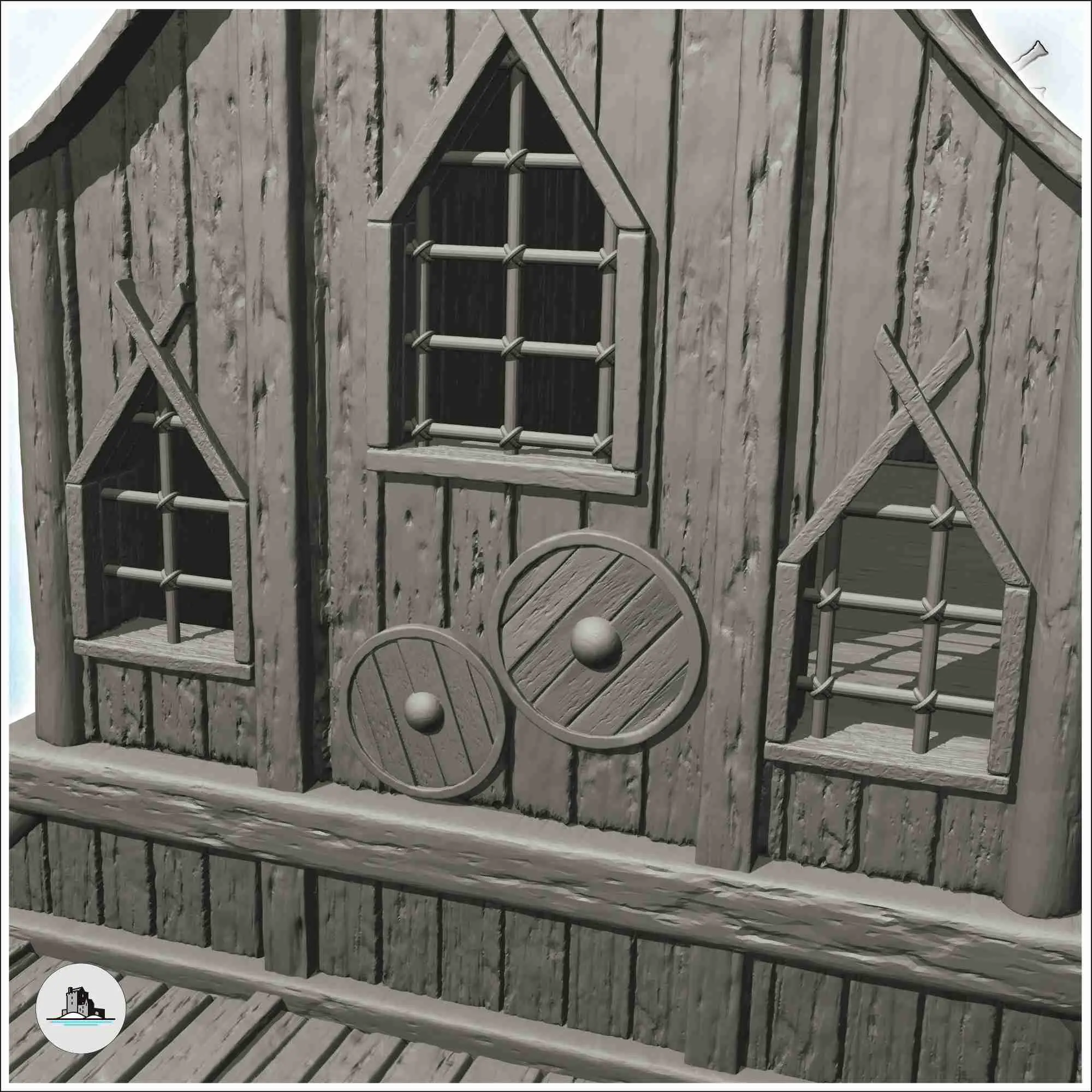 Armurerie viking avec plate-forme et colonnes en pierre (3) - décor