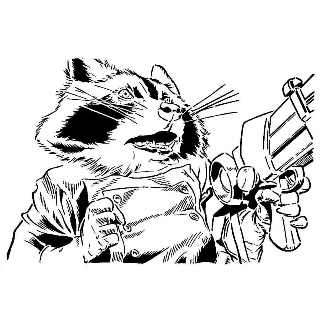 Rocket Raccoon Printable Free Characters & Creatures STL Download - Rocket Raccoon stencilby SMT_M 🦊