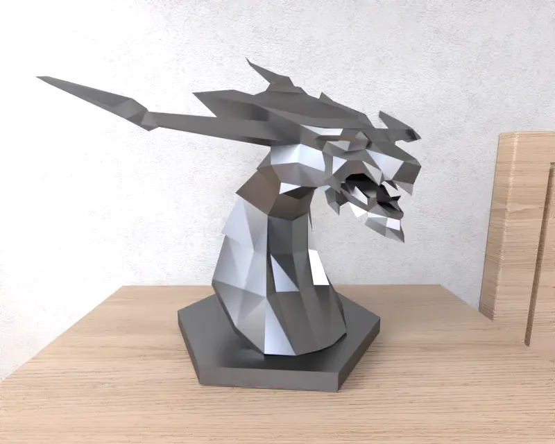 Bahamut Dragon Statue Lowpoly Low poly | 3D models download | Creality ...