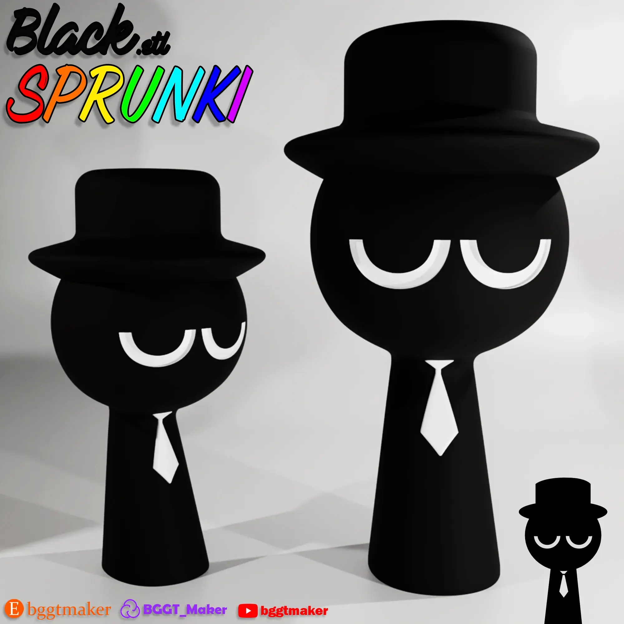 Black SPRUNKI INCREDIBOX | Sprunki 3D Model STL Fan Art