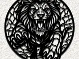 lion cat glass wall art home decor-0