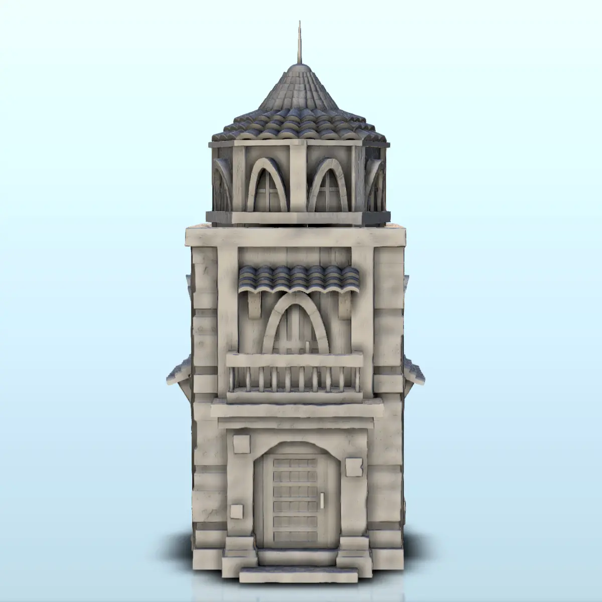 Torre medieval con tejado de tejas (7) - escenografía medieval mini