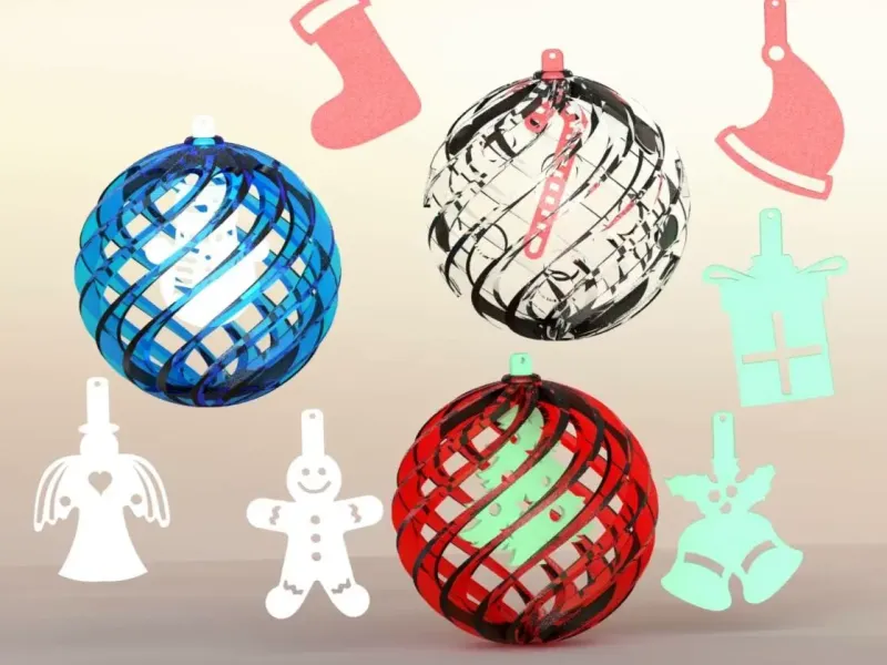 Coleção de Enfeites de Bolas em Espiral