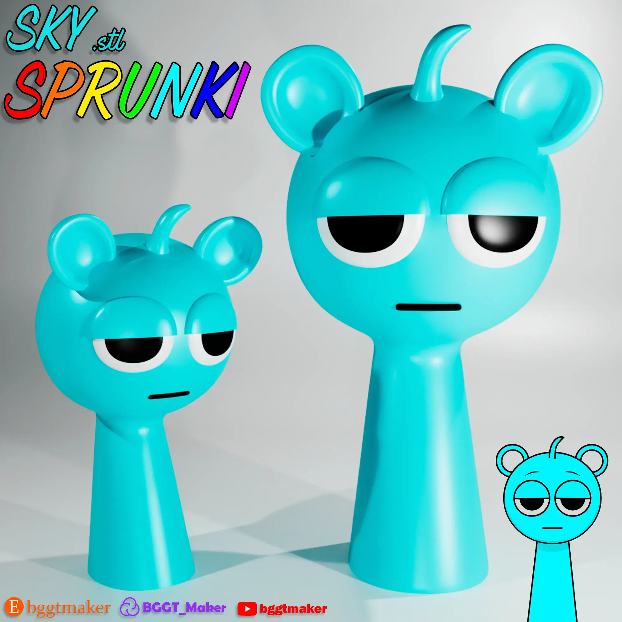 SKY SPRUNKI INCREDIBOX SKY BLUE | Sprunki 3D Model STL Art