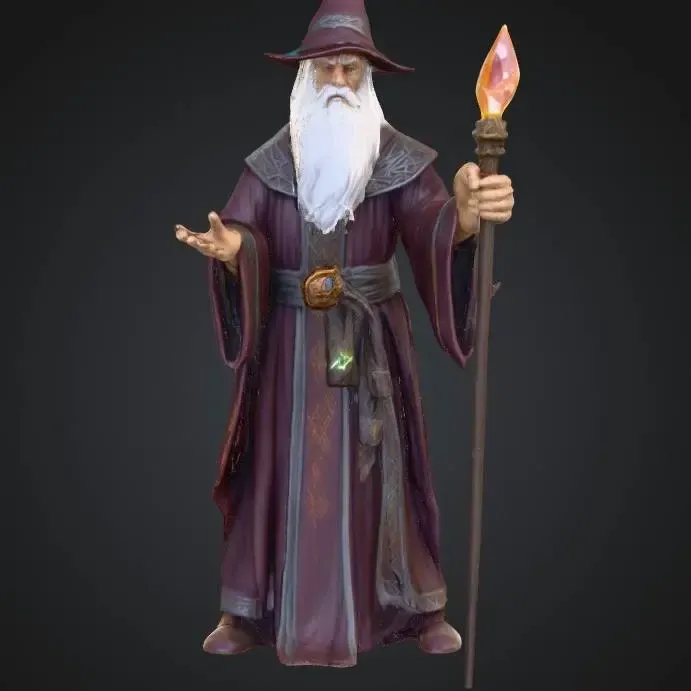 Wizard Miniature STL, 28mm Robed Caster, Staff, RPG Model