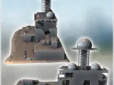 Large control center with radar domes and damaged building (-3