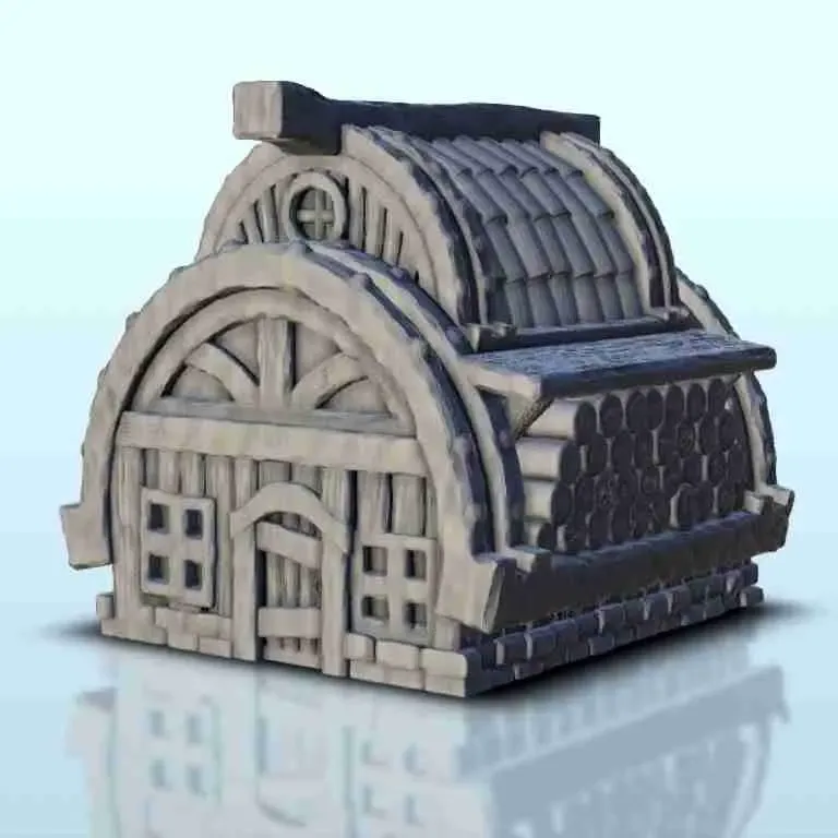 Traditionnal house with logs 4 - miniatures warhammer terrai