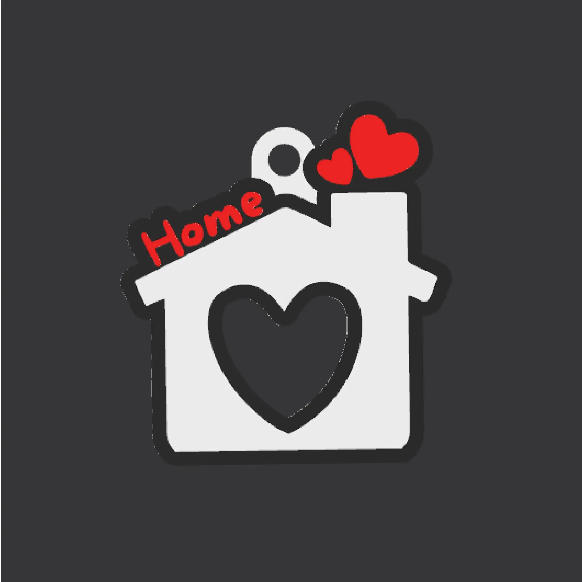 Keychain Home withe hearts