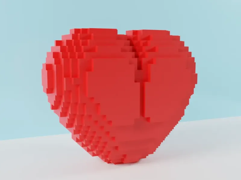 cuore a 8 bit 3D