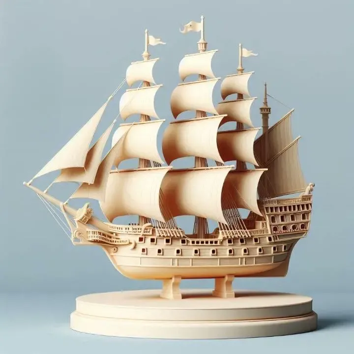 3936 Pirate Sailing Ship with Cannons Style Minimalist STL