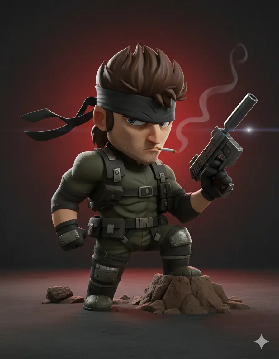 ¡Misión de Infiltración Adorable! – Solid Snake Chibi 🔫📦