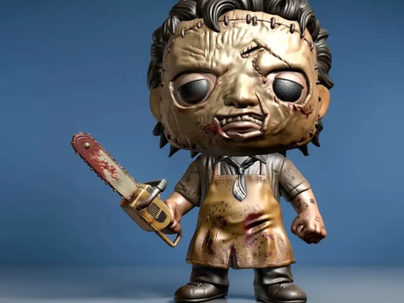 Leatherface Estilo Funko STL – Figura Chibi de Asesino de Terror