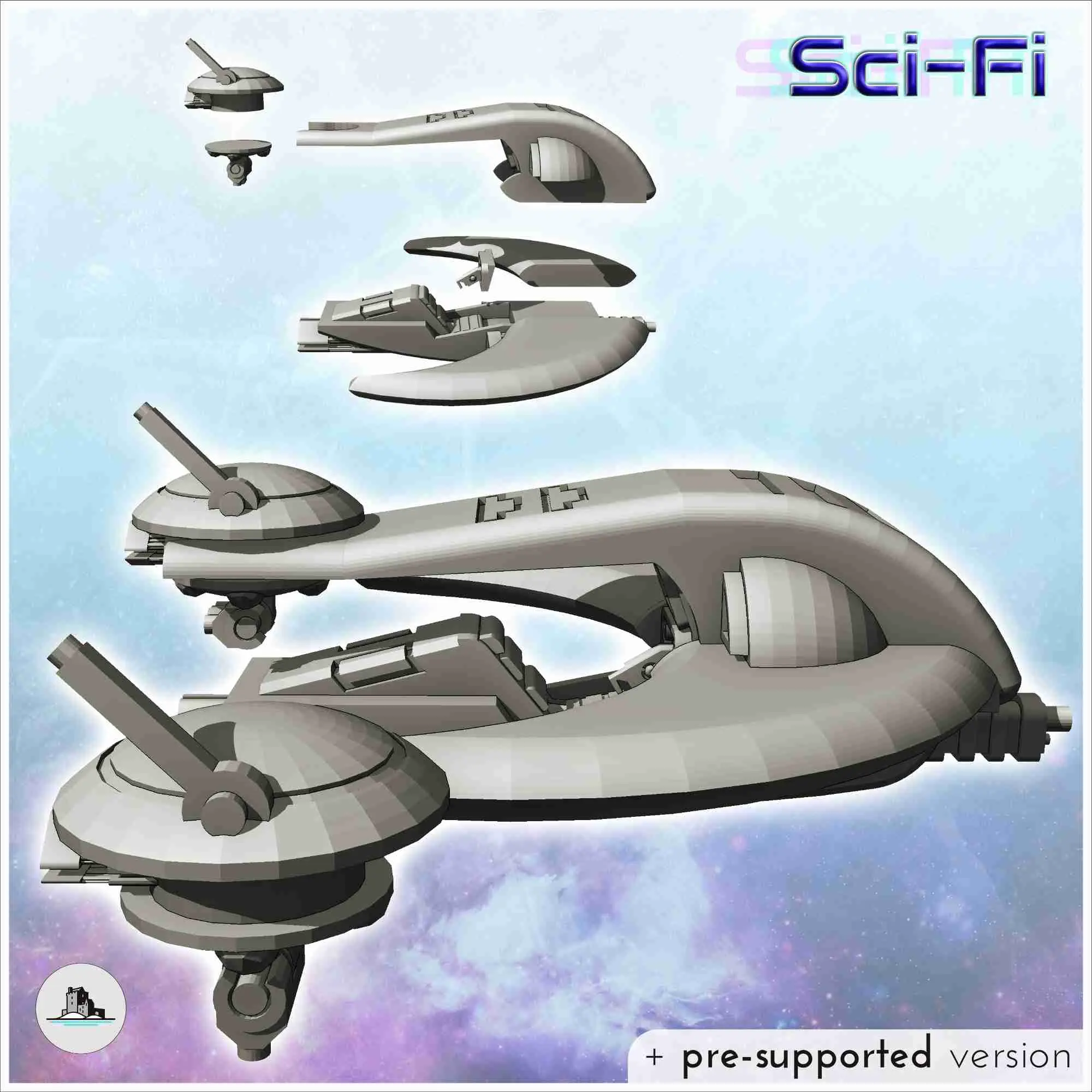 Tau recon spaceship with scout drone (6) - miniatures warham