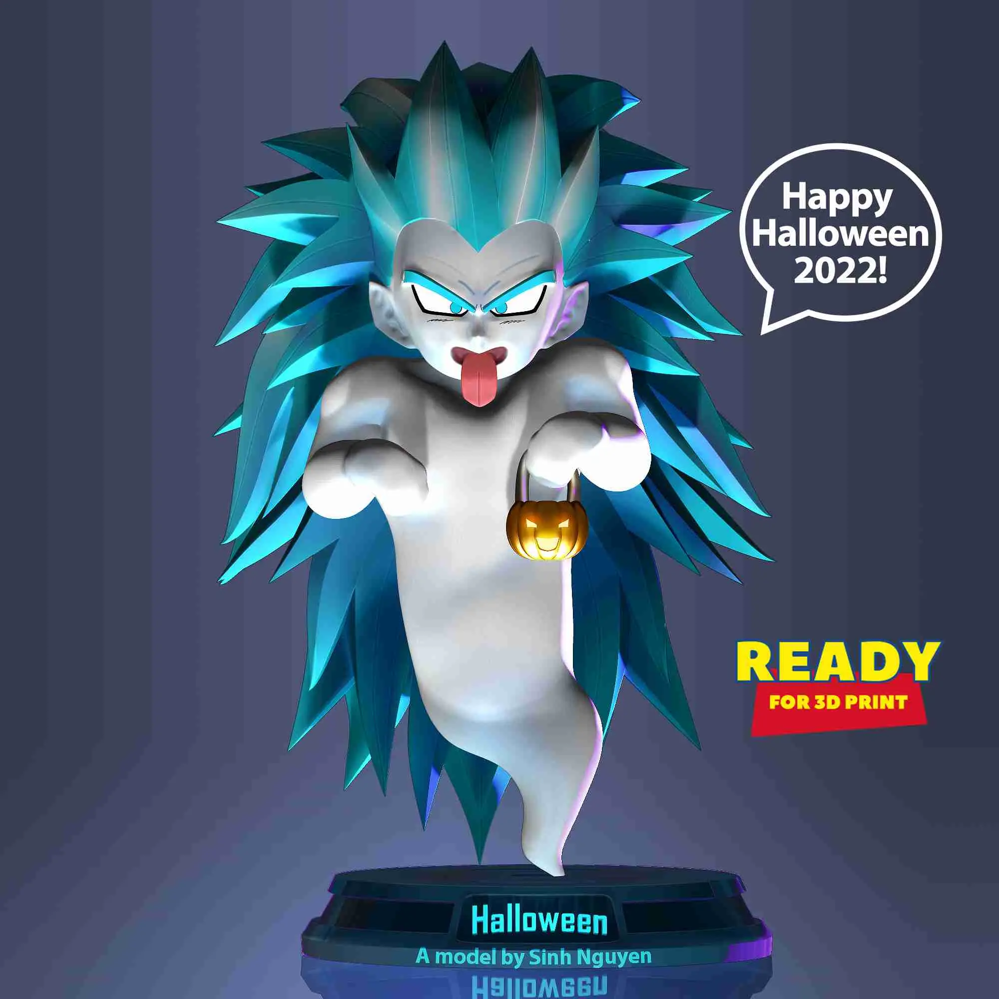 Gotenks fantasma SSJ3 con Halloween