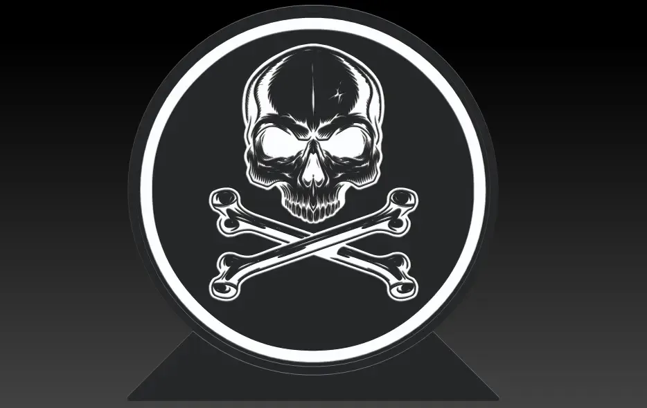 Candeeiro de caveira e ossos cruzados RGB