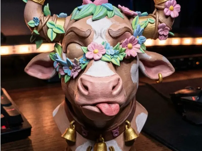 Floral Highland Cow Bust | Boho Nature Statue | Art Decor