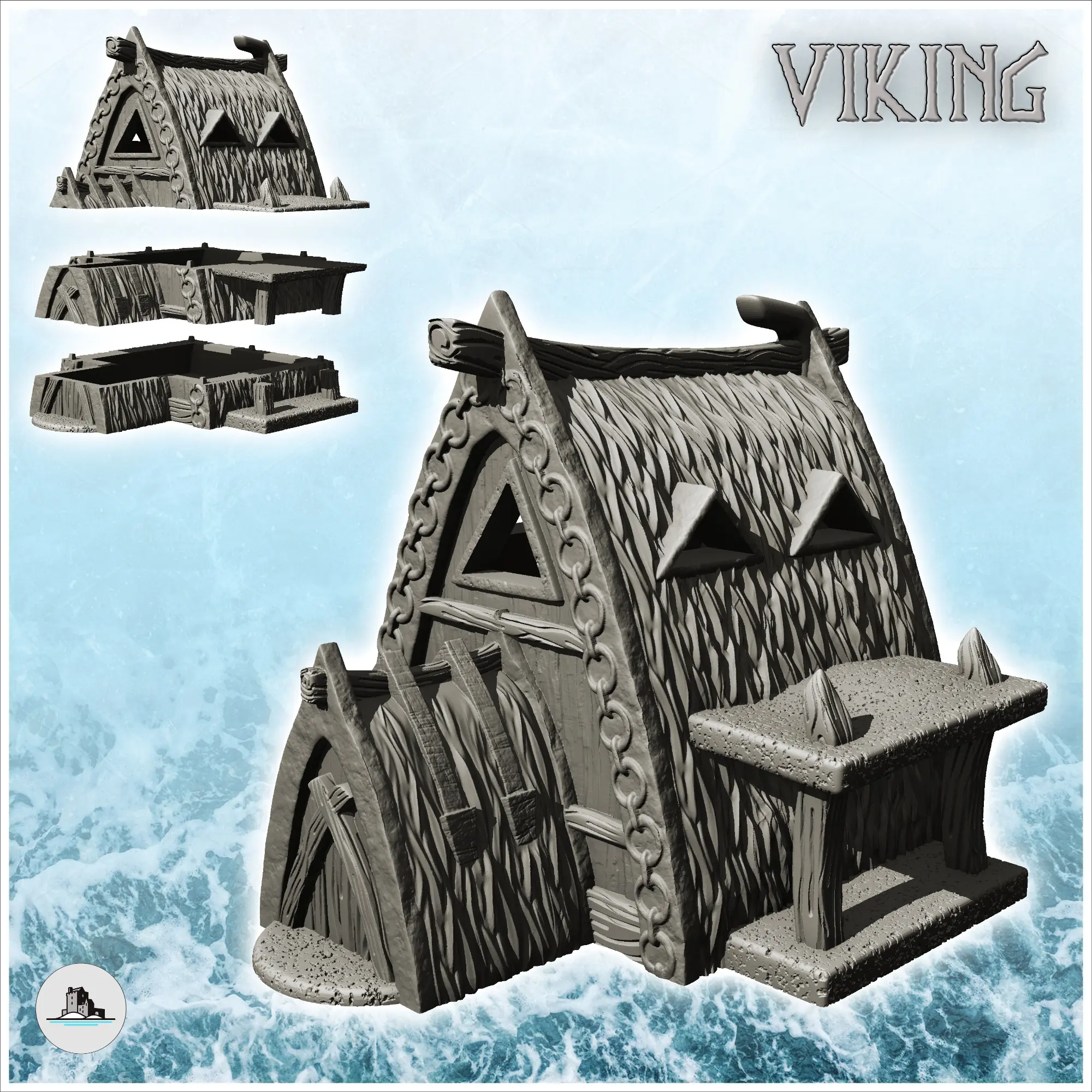 Casa vichinga con tettoia di paglia e motivi (25) - miniatura