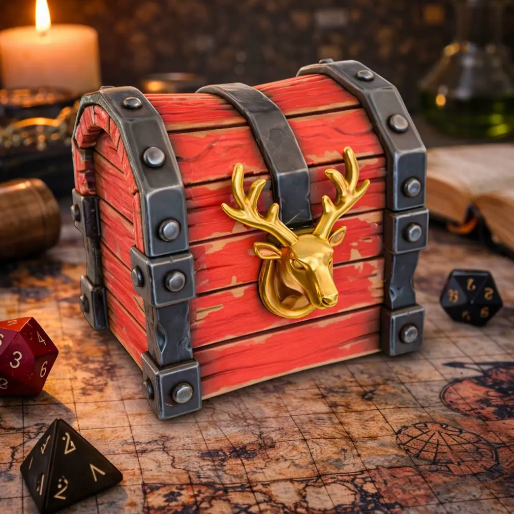 A heavy Christmas treasure chest D&D tabletop miniature
