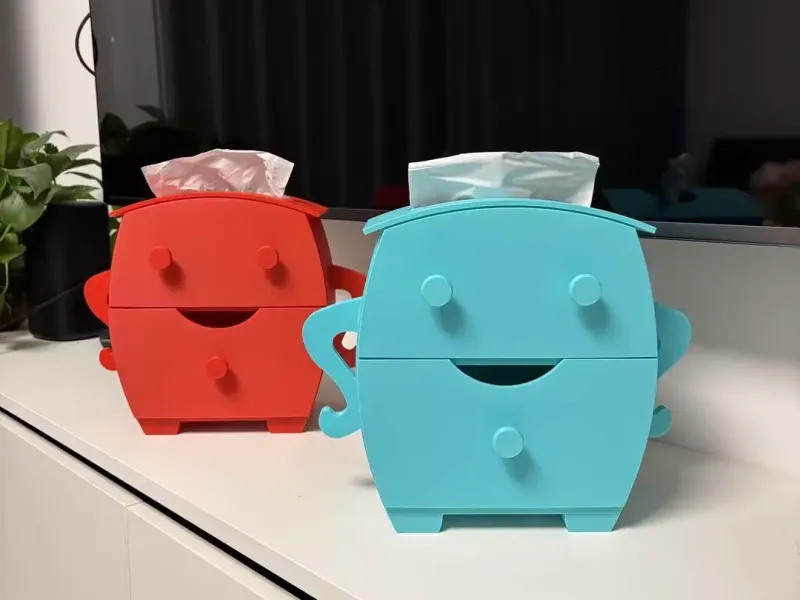Gaveta organizadora com porta-lenços em pose de mãos na cintura (Caixa de lenços de papel)
