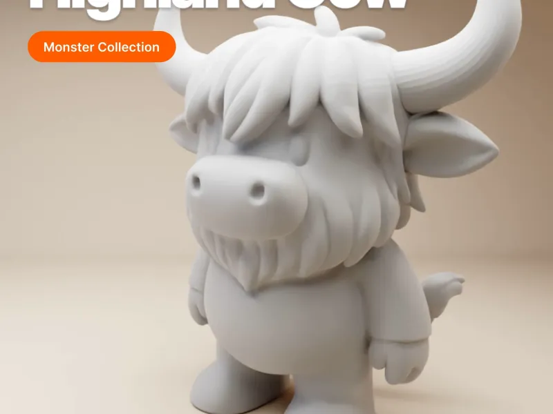 ハイランドウシ – 可愛い3Dプリント対応動物フィギュア