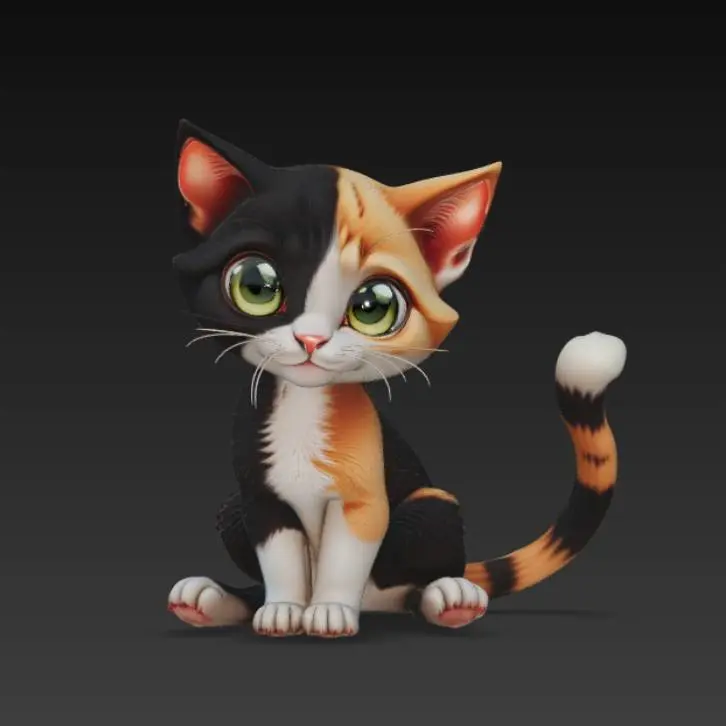 3D Printer Files | 3MF File | Tricolor cat kitty