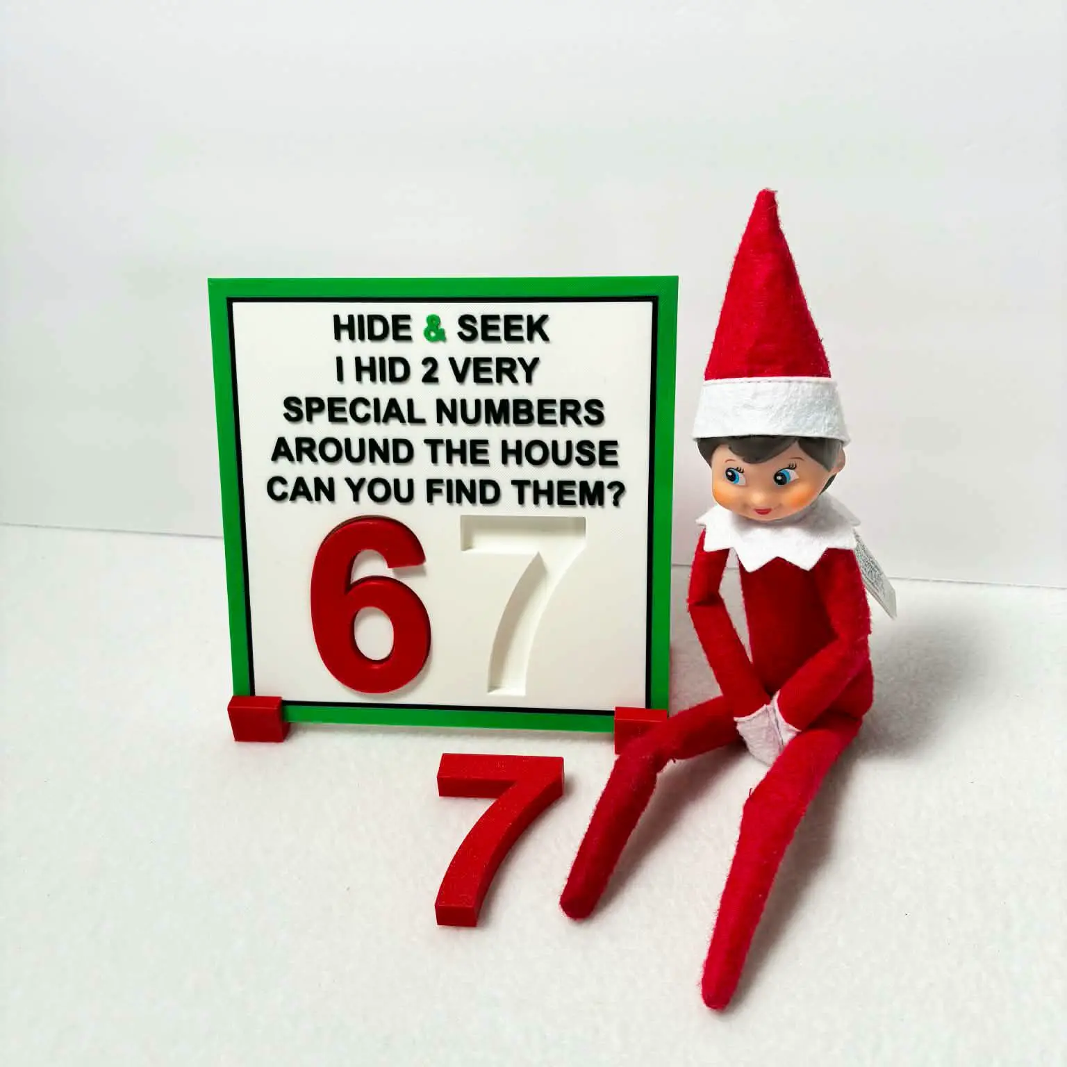 6 7 Elf on a shelf puzzle sign
