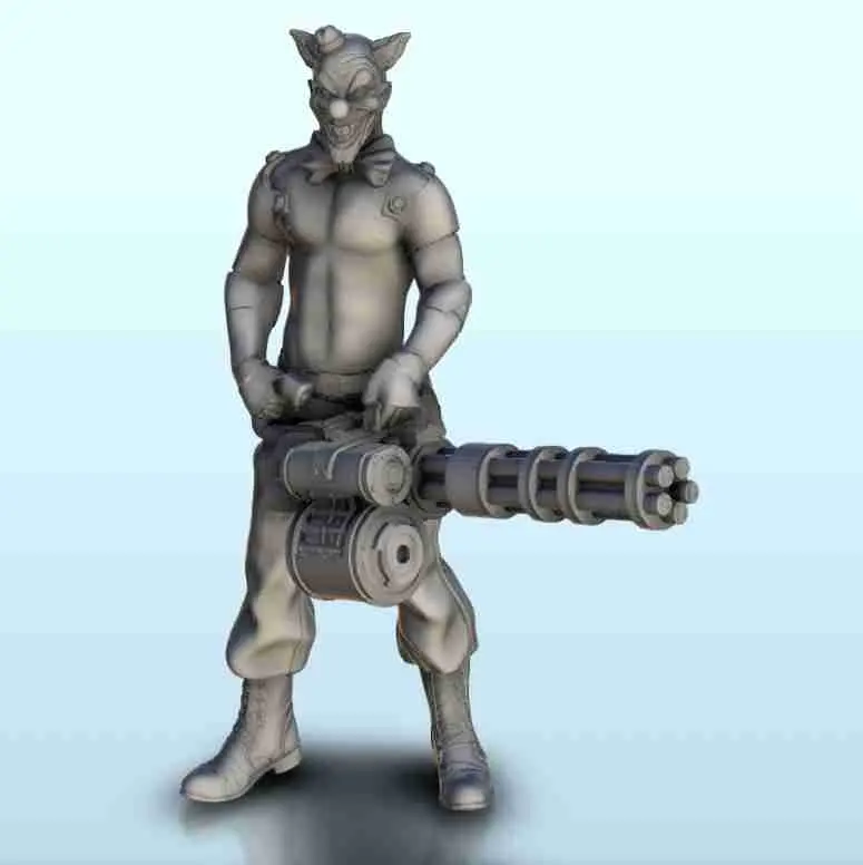 Payaso con minigun 2 (+ versión con soporte) - miniaturas