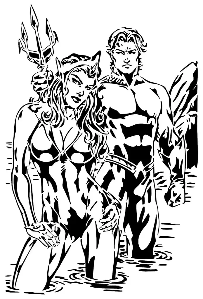 Aquaman en Mera stencil