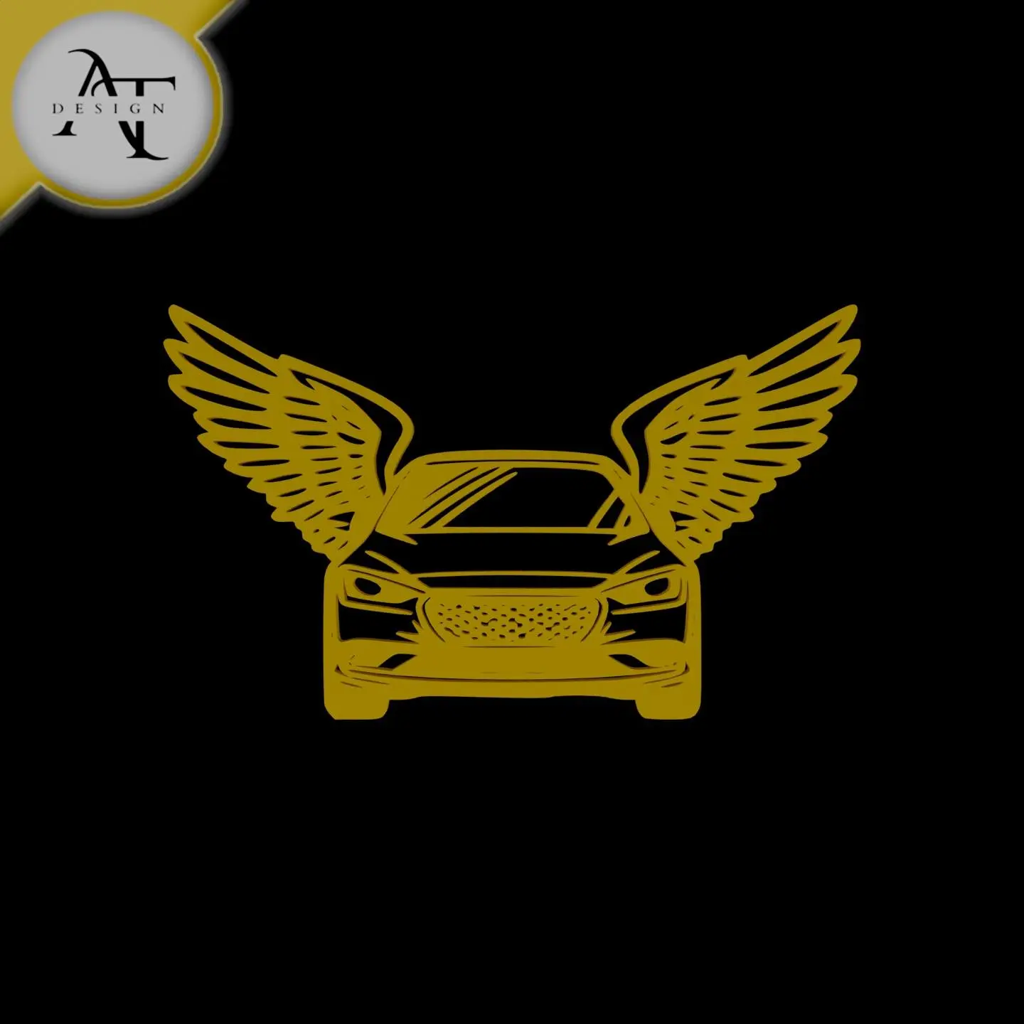 Car with wings - Line Art - 2D Wall Art Decor